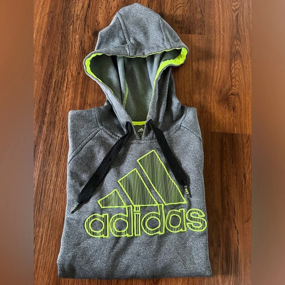 adidas Originals Other - Adidas Grey & Neon Yellow Pullover Hoodie Size M